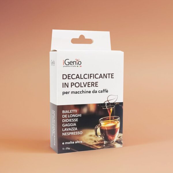 Decalcificante In Polvere, Per Macchine Da Caffè, IGENIO, 5 Bustine Da 25 G, Rimuove Calcare, Efficace