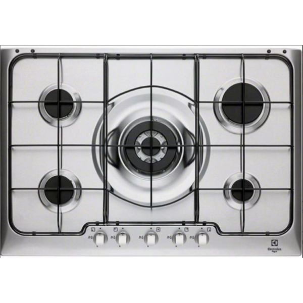 ELECTROLUX Piano Cottura a Gas PX750UV – 5 Fuochi, Colore Inox, Linea Soft