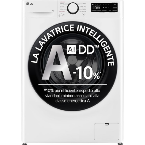 Lavatrice LG F2R3S09NSWB – 9 kg, 47,5 cm, Classe A++